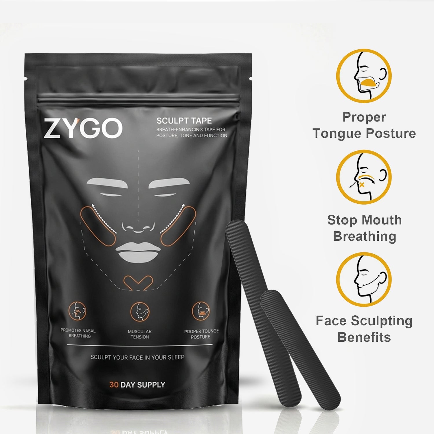 zygotape - proper tongue posture, stop mouth breathing, face sculpting benefits.